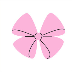 Cute pink bow isolated on white background.