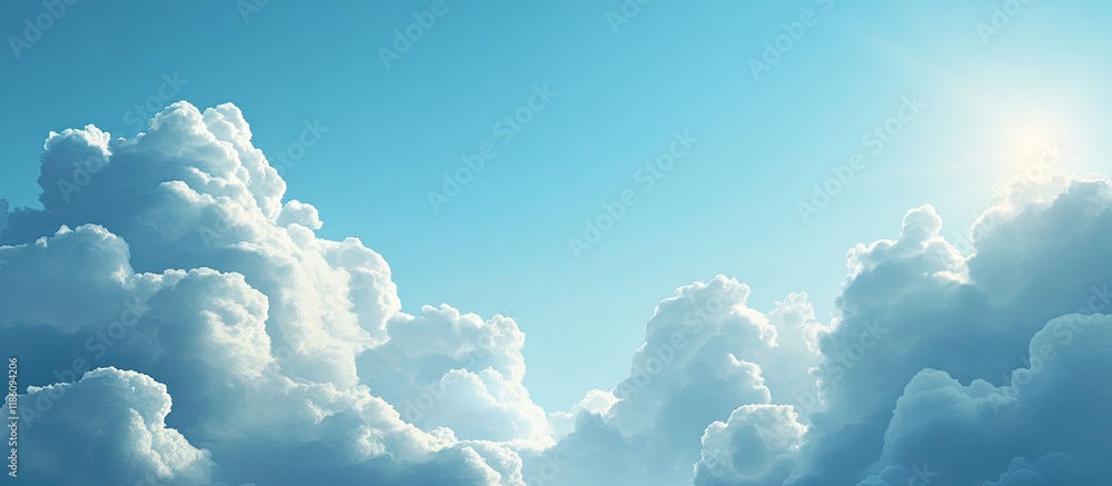 Sticker Soft beautiful clouds against a blue sky background featuring copy space