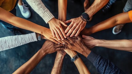 United hands show teamwork and collaboration.