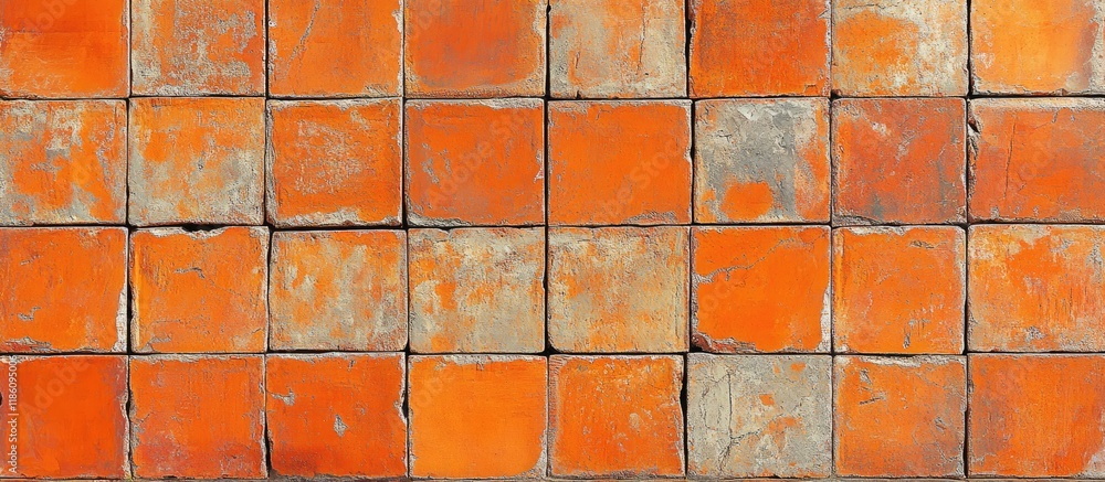 Poster orange brick wall with a concrete or stone texture serves as a background showcasing limestone in an