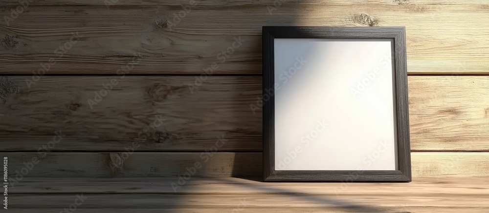 Fototapete blank picture frame on a wooden surface. with copy space image. place for adding text or design