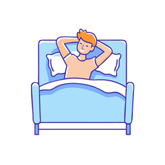 relaxing in bed vector icon, singles awareness vector illustration - simple illustration of relaxing in bed perfect for logos, and self love -themed designs.