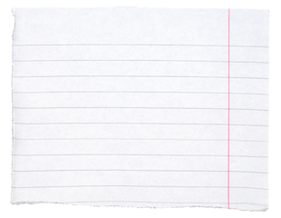 Torn paper of note book on transparent backgorund