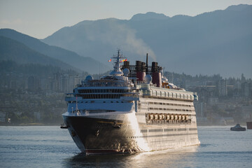 Modern family only cruiseship cruise ship liner Wonder in Vancouver, Canada BC before or after...