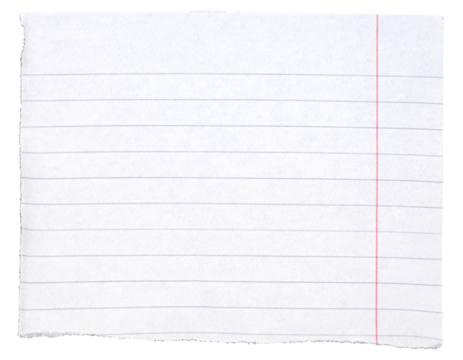 Torn paper of note book on transparent backgorund
