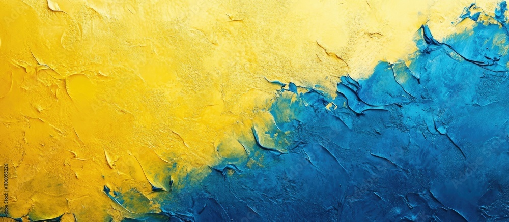 Leinwandbilder Textured abstract background in yellow and blue. with copy space image. Place for adding text or design