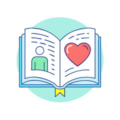 self love book vector icon, singles awareness vector illustration - simple illustration of self love book perfect for logos, and self love -themed designs.