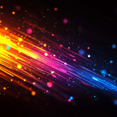 Fototapeta premium Colorful light trails creating a vibrant abstract background in a dark atmosphere