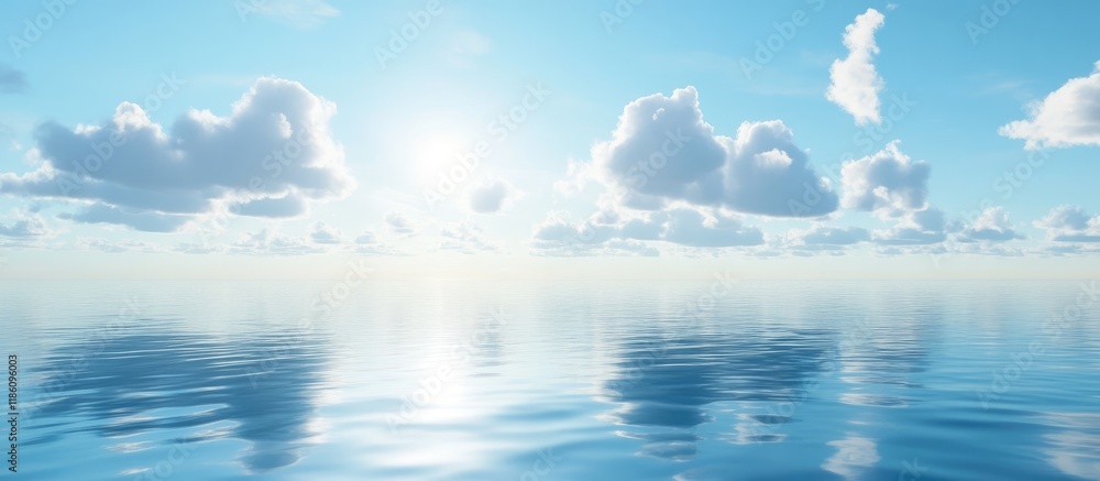Poster tranquil sea beneath the blue sky. with copy space image. place for adding text or design
