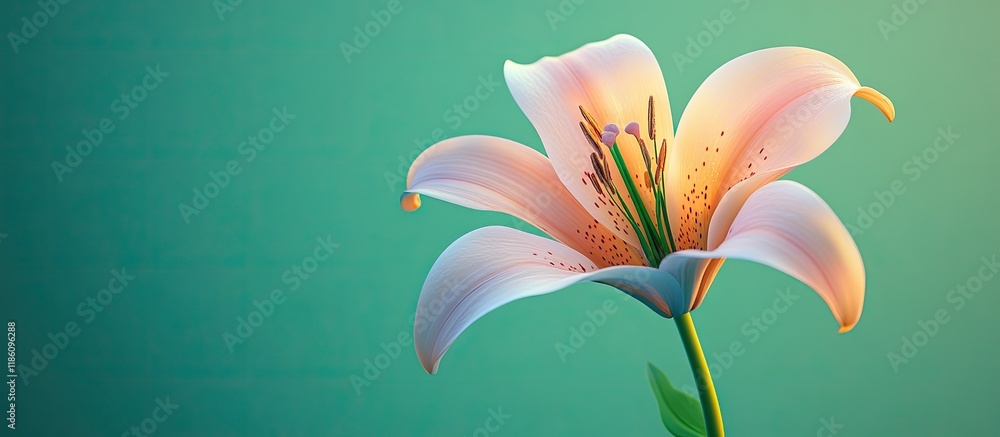 Poster a single flower against a green background vivid and radiant colors showcasing the details of the st
