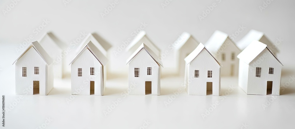 Poster isolated paper houses on a white background. with copy space image. place for adding text or design