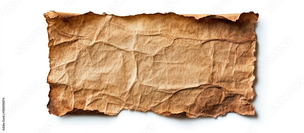 Leinwandbilder Aged rip paper texture on a white background with blank space for text. with copy space image. Place for adding text or design