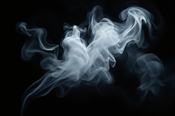Wispy white smoke forming abstract patterns, smooth texture, on dark background. Concept of mystery, elegance, and ethereal beauty. Ai generative