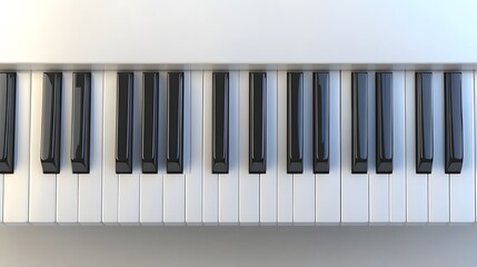 A section of a white and black piano keyboard