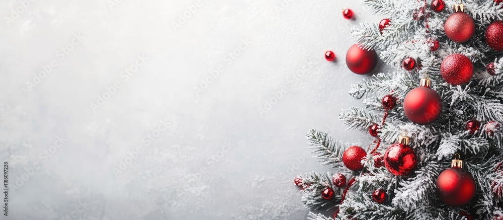 Aufkleber christmas festive backdrop featuring a xmas tree decorations on a silver background with copy space 