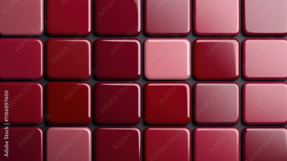 Poster abstract red and pink glossy square tiles pattern background texture