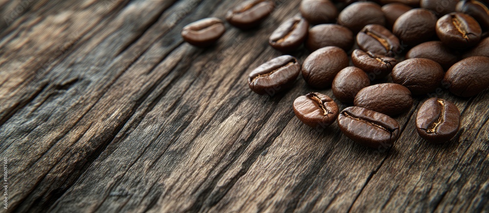 Leinwandbilder coffee beans on a weathered wooden surface. with copy space image. place for adding text or design