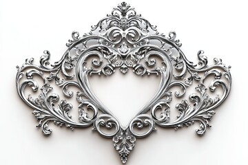 Ornate Silver Heart Shaped Decorative Frame