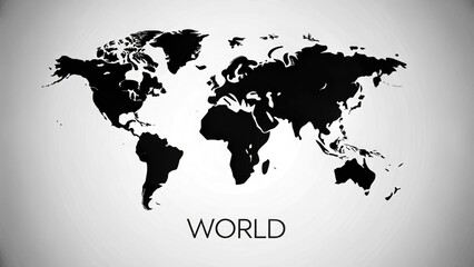 Sleek, minimalist world map silhouette in black and white.  A premium global design.