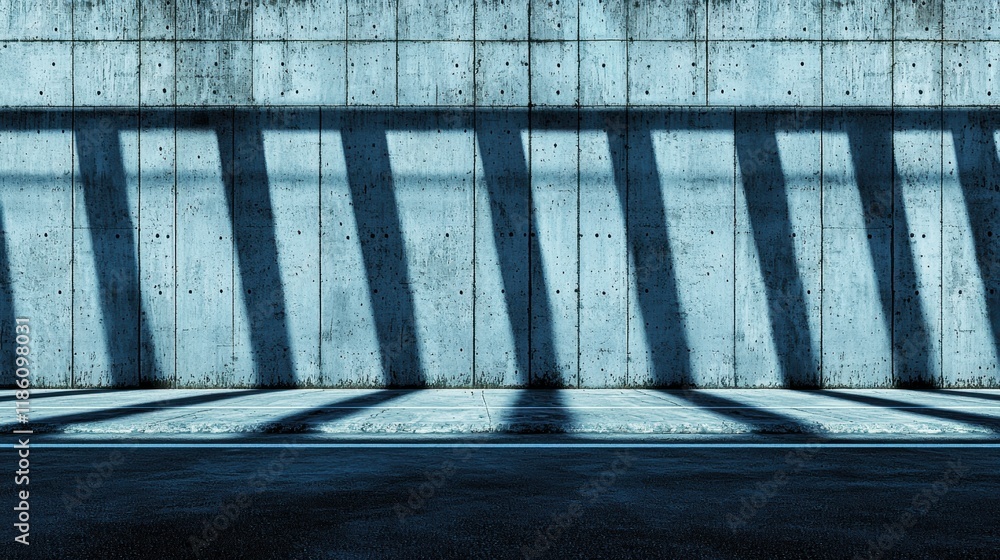 Poster abstract concrete wall with shadow patterns - urban background texture