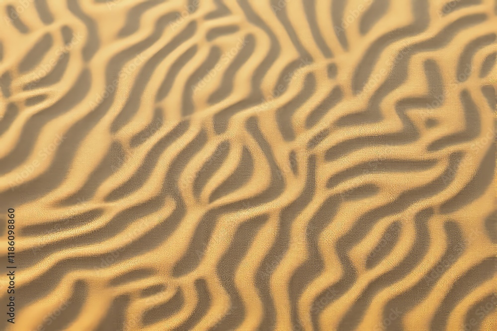 Poster abstract golden wavy pattern with light texture, showcasing dynamic organic lines on a soft golden b