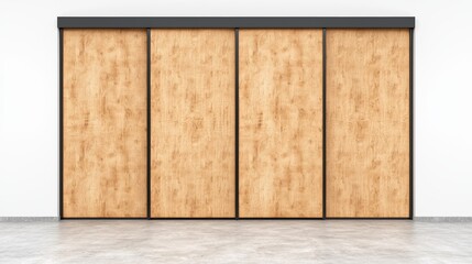 Modern Sliding Wooden Doors with Black Frame in Minimalist Interior