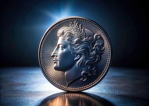 Stunning, high-resolution silhouette images of collectible American silver dollars. Dark background, dramatic lighting.