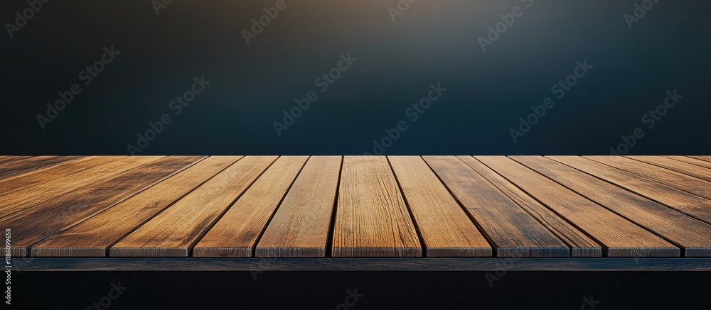 Aufkleber Empty perspective wooden floor shelf table serving as a studio backdrop to showcase your products. with copy space image. Place for adding text or design