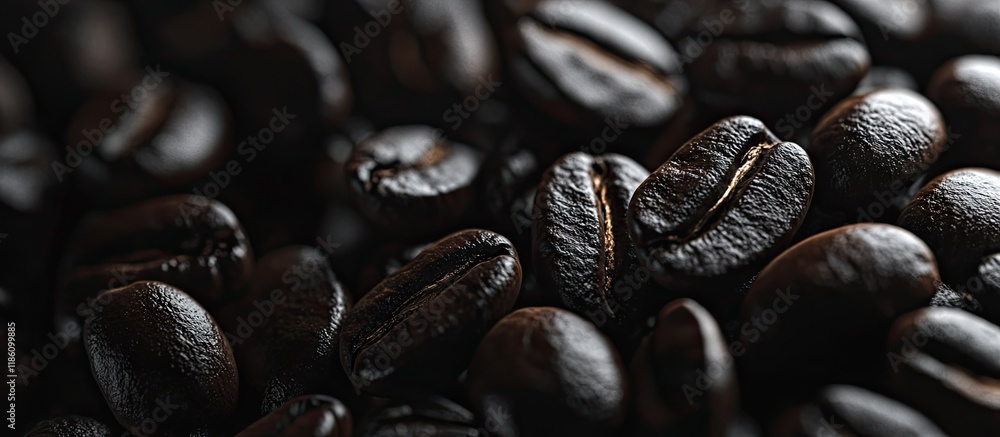 Aufkleber close up background of coffee beans. with copy space image. Place for adding text or design