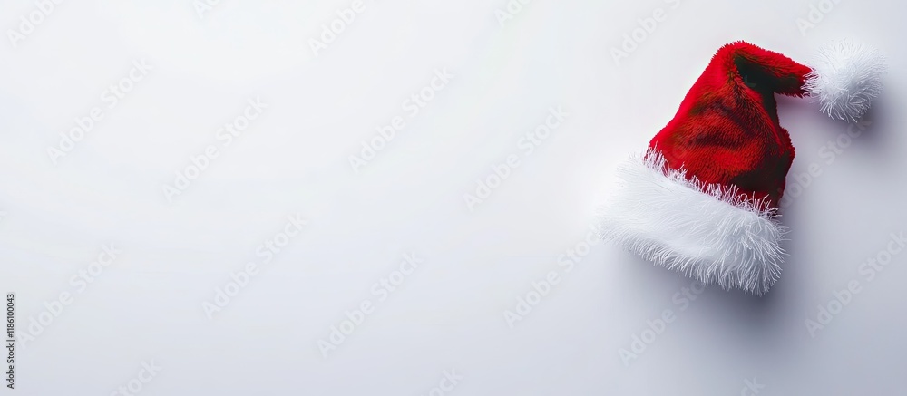 Poster Santa Claus red hat on a white background. with copy space image. Place for adding text or design