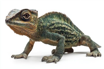 Obraz premium A detailed image of a textured lizard with a unique appearance, showcasing its vibrant colors and distinct features against a white background.