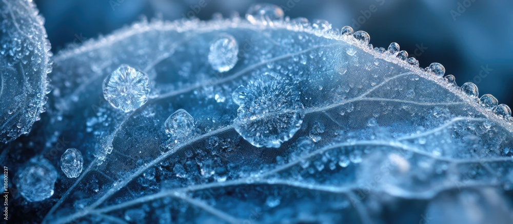 Aufkleber Ice crystals on a mullein leaf. with copy space image. Place for adding text or design