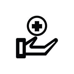 Obraz premium hand icon with cross and circle in the middle,health symbol,vector illustration on white background.