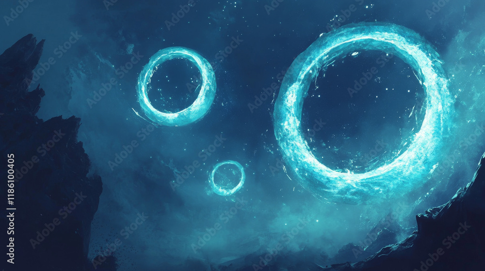 Aufkleber blue circle frames set isolated on transparent background. vector realistic illustration of round ne