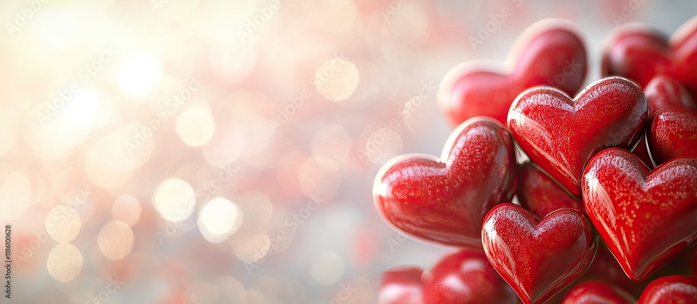Aufkleber Valentine s Day backdrop featuring red hearts. with copy space image. Place for adding text or design