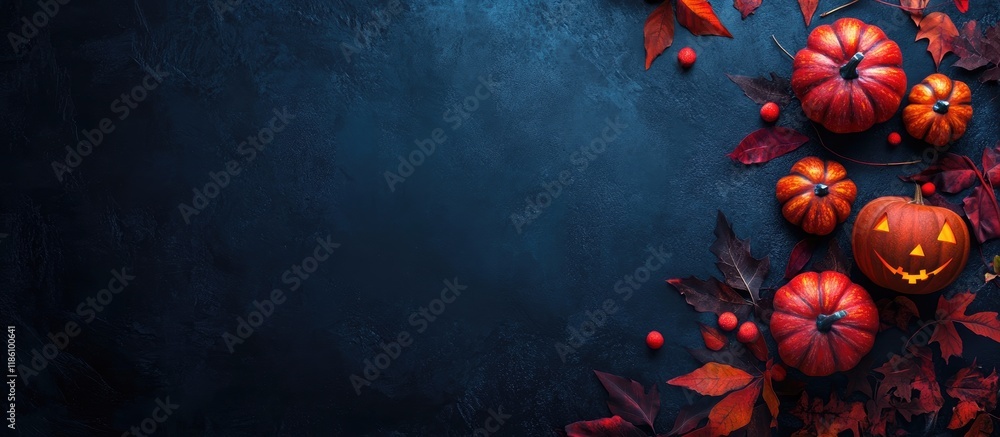Poster Halloween holiday background from a top view Space for text. with copy space image. Place for adding text or design