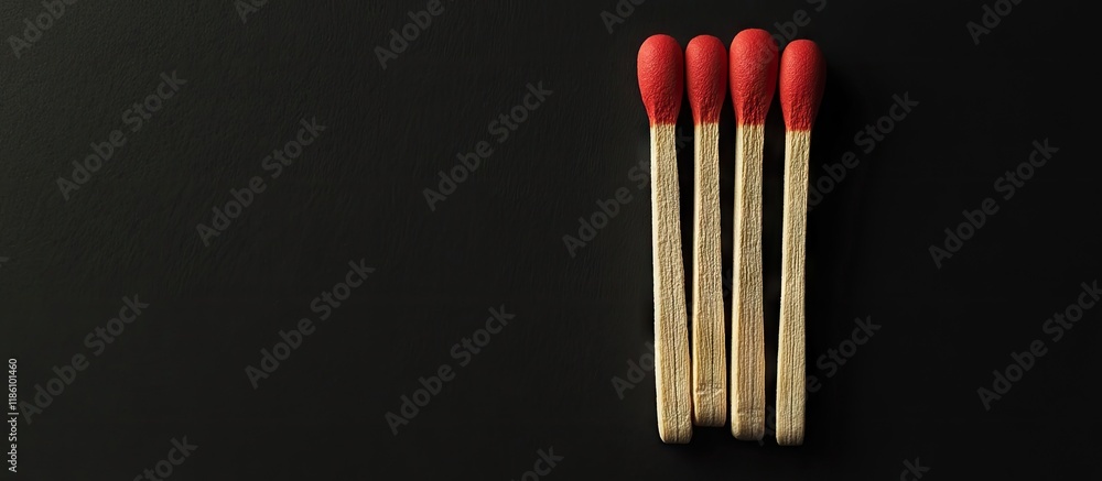 Aufkleber matches displayed on and off against a black background. with copy space image. place for adding tex
