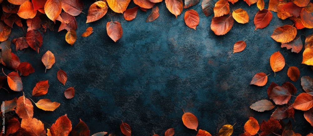 Poster botanical vibrant backdrop of autumn foliage. with copy space image. place for adding text or design