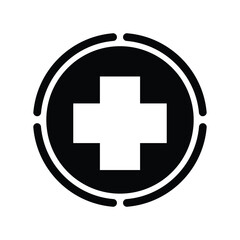 Black and white circle with a white cross in the center. The circle is a symbol of unity and the cross is a symbol of hope and healing.