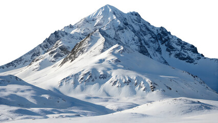 Winter mountain landscape isolated on a transparent background, with options for PNG, cutout, or clipping path.	

