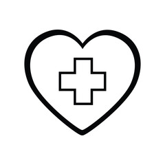 Obraz premium heart icon with cross and medical symbols. Heart surrounded by white background,vector illustration.