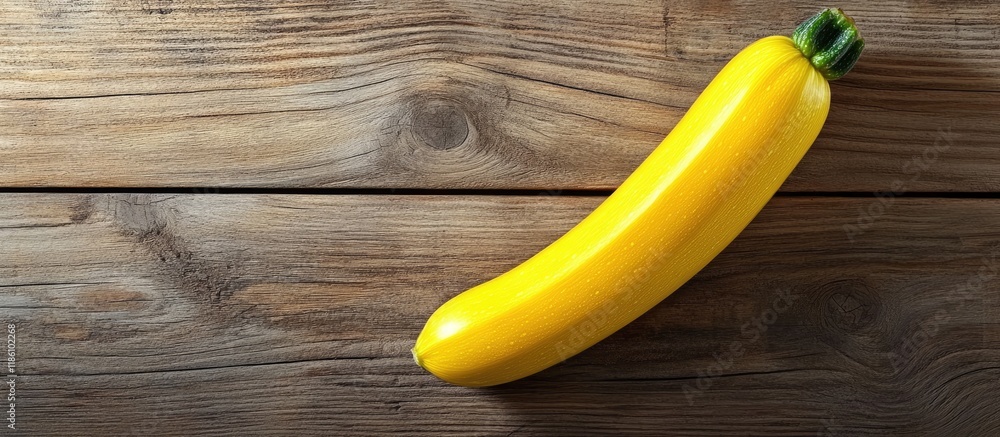 Fototapete fresh ripe yellow zucchini on a wooden surface. with copy space image. place for adding text or desi
