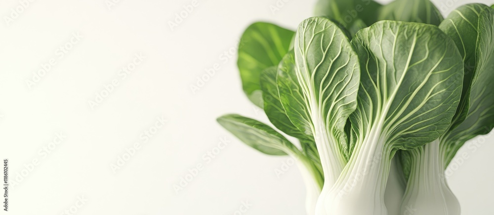 Fototapete pok choi against a white background. with copy space image. place for adding text or design
