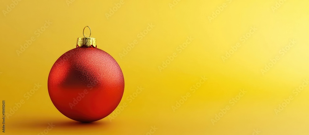 Poster christmas ornament christmas ball on a yellow background. with copy space image. place for adding te