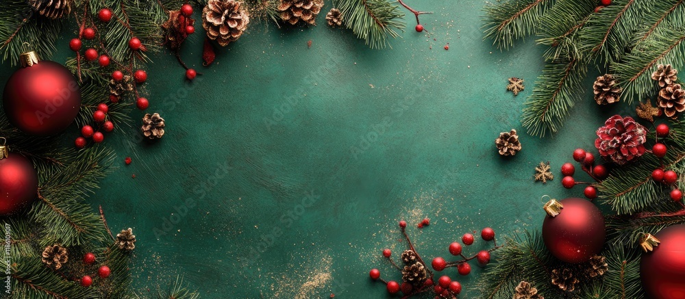 Fototapete background with christmas decorations. with copy space image. place for adding text or design