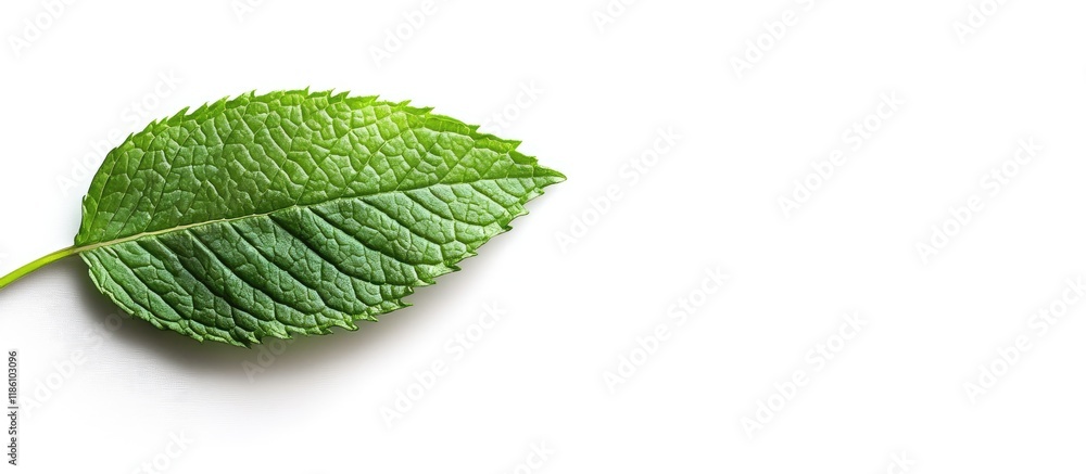 Aufkleber Single peppermint leaf isolated on a white background. with copy space image. Place for adding text or design
