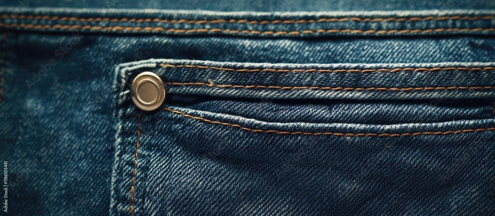 Poster The top views of blue jeans featuring front pockets. with copy space image. Place for adding text or design