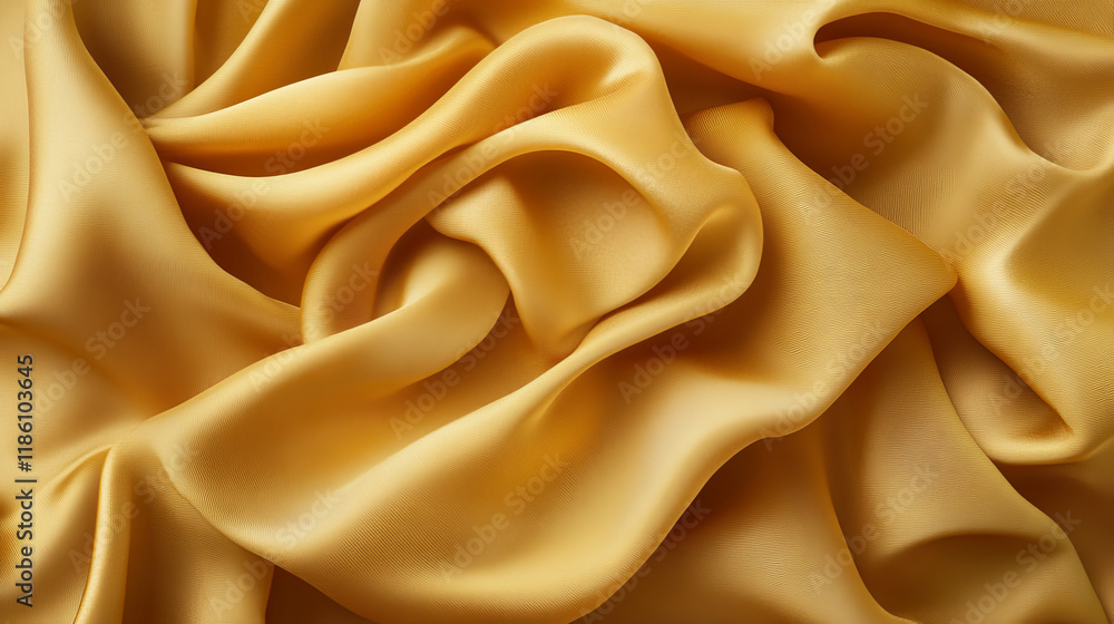 Poster gold silk cloth texture with folds and wrinkles. realistic 3d vector illustration bg of golden satin