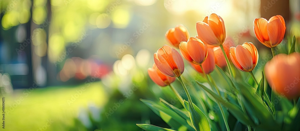 Aufkleber tulips in the park gardening and landscape design for a high quality urban environment selective foc