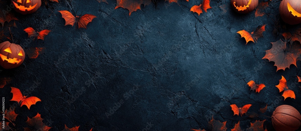 Poster Halloween holiday background from a top view Space for text. with copy space image. Place for adding text or design